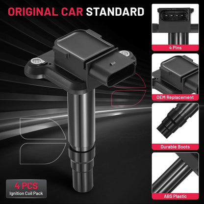 Set of 4 Ignition Coil Packs for VW Beetle (1999–2001) 1.8L L4