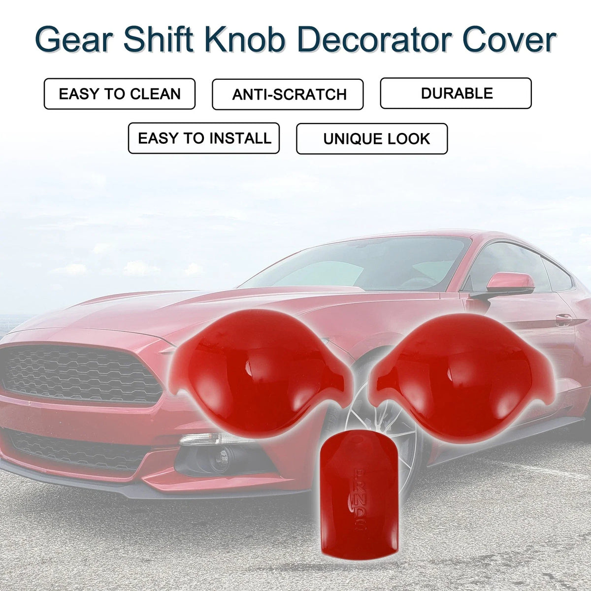 Gear Shift Knob Decorator Cover for Ford Mustang (2015–2023) Red