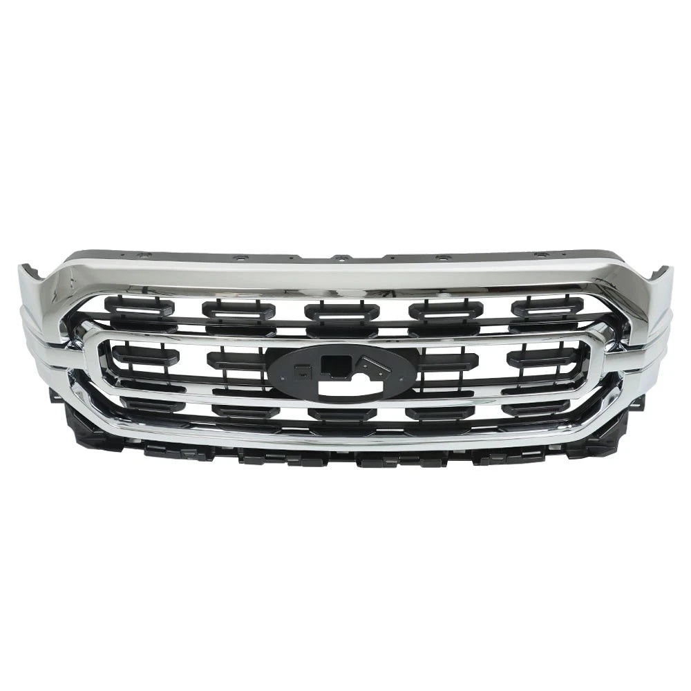 Bumper Grill Front Black & Chrome for Ford F150 XLT (2021–2022) ML3Z-8200-CA