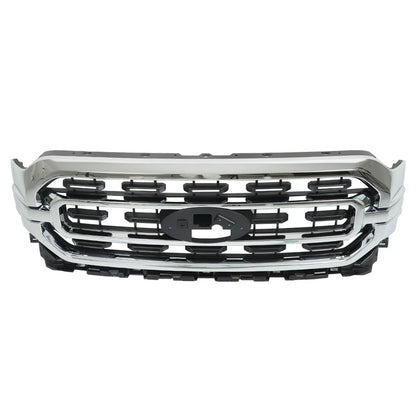Bumper Grill Front Black & Chrome for Ford F150 XLT (2021–2022) ML3Z-8200-CA