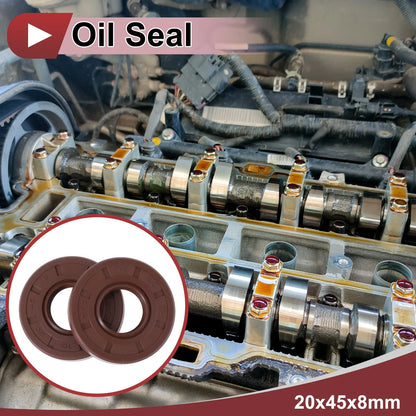 Set of 2 Oil Seal Rotary Shaft Seal FKM Rubber 20x45x8mm