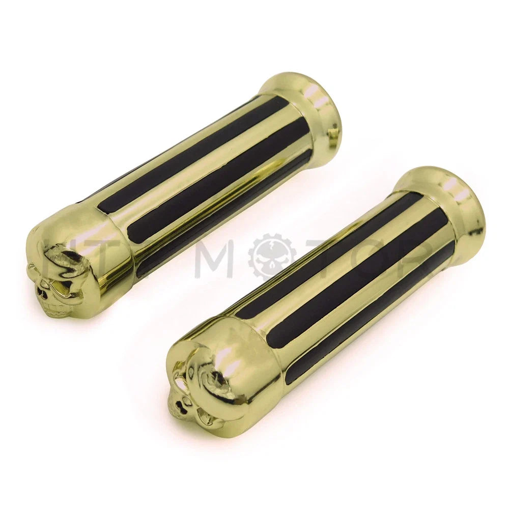 Skull Hand Grips for Harley XL 883 Hugger Sportster (7/8", Gold)
