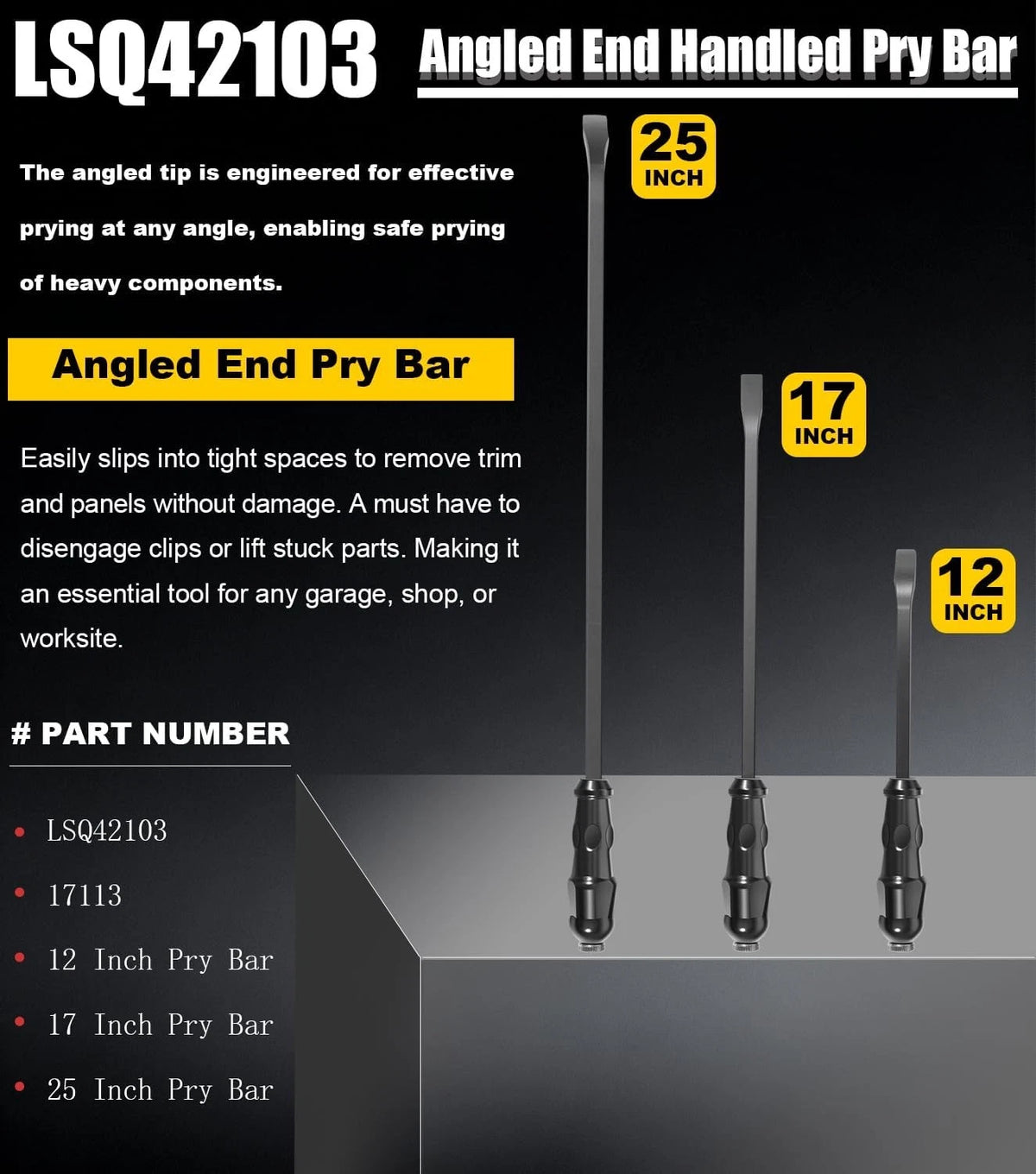3-Piece Angled Tip Pry Bar Set (12, 17, 25 in.) with Striking Cap