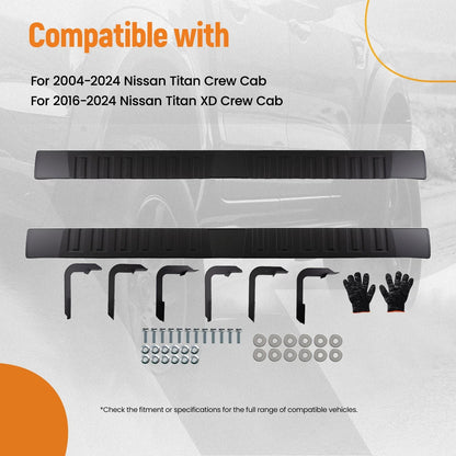 Black Side Step for Nissan Titan/Titan XD Crew Cab (2004–2024) Aluminum Alloy