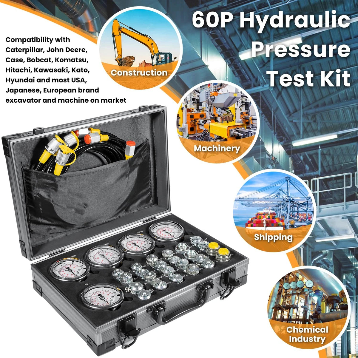 60P Hydraulic Pressure Test Kit for Excavator (10/60/160)