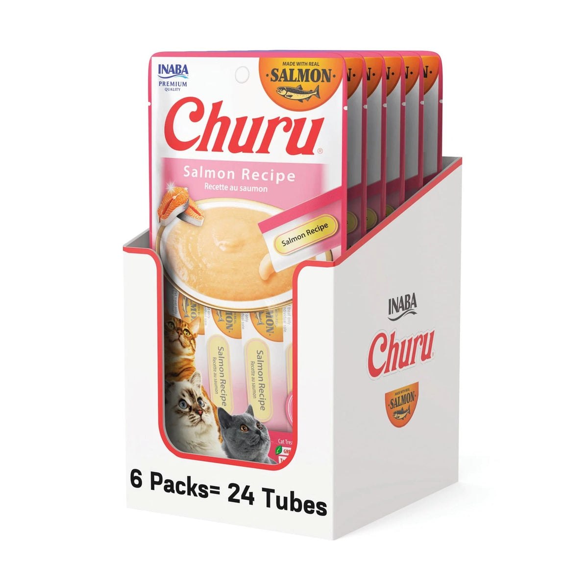 24X Lickable Salmon Churu Cat Treats for Cats (1 Count Each)