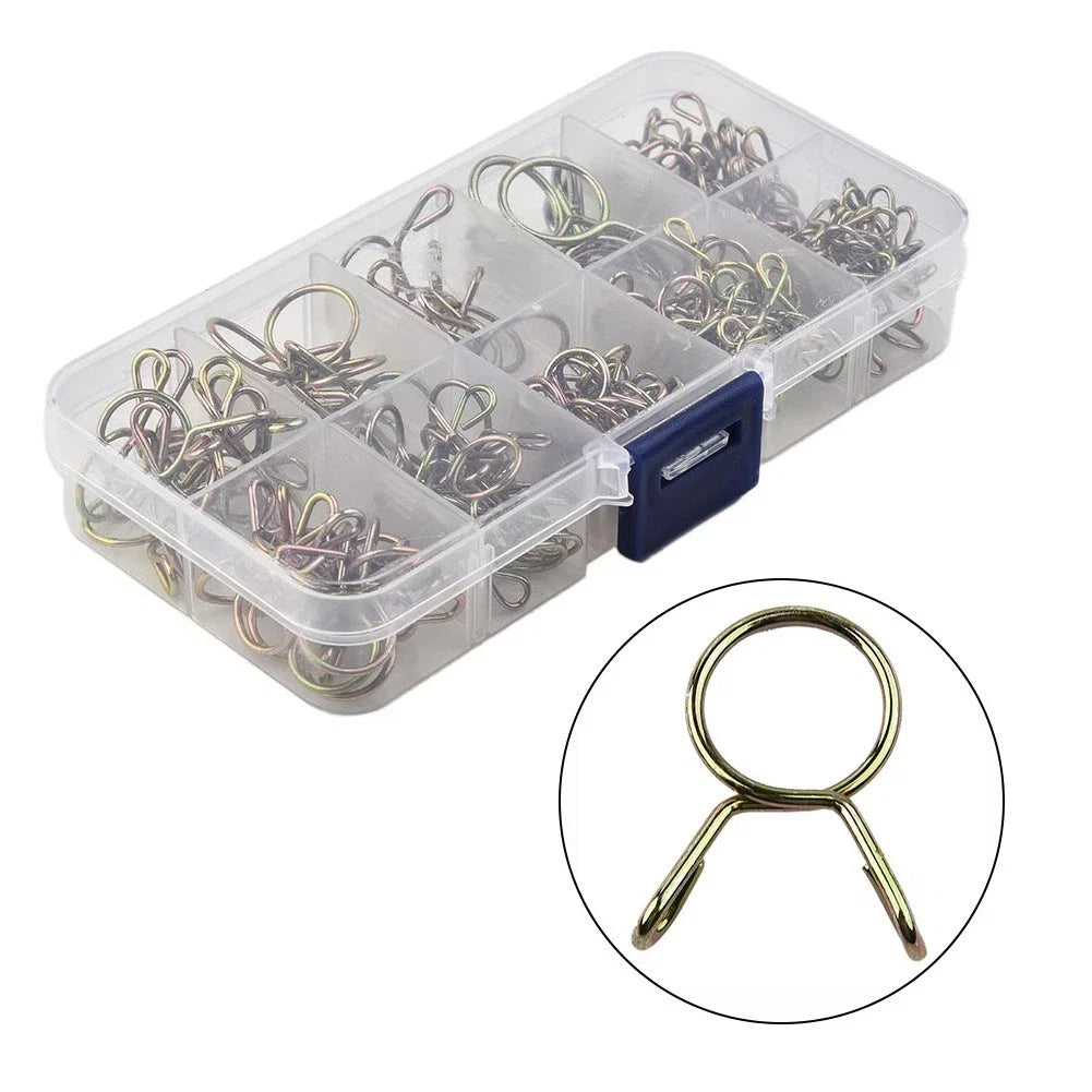126 Pcs Fuel Line Hose Tubing Spring Clips Clamps Assortment Kit for Motorcycle