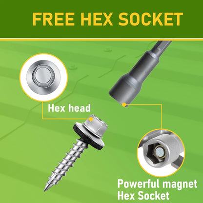 300 Pcs Hex Head Metal Screws #10 x 1 Inch Galvanized