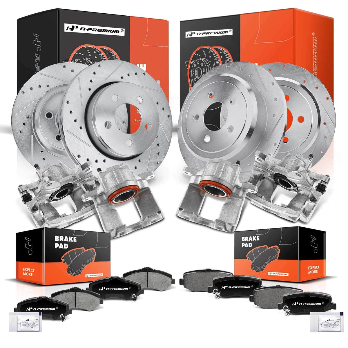Set of 4 Drilled Brake Rotors & Pads for Dodge Nitro (2011) CFC1274, ZD1274, BP1273C