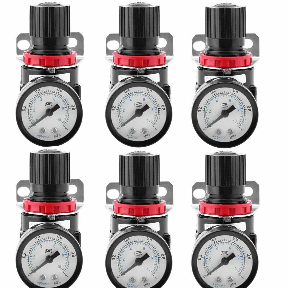 6PC Air Compressor Pressure Regulator with Gauge, 1/4" NPT Ports