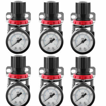 6PC Air Compressor Pressure Regulator with Gauge, 1/4" NPT Ports