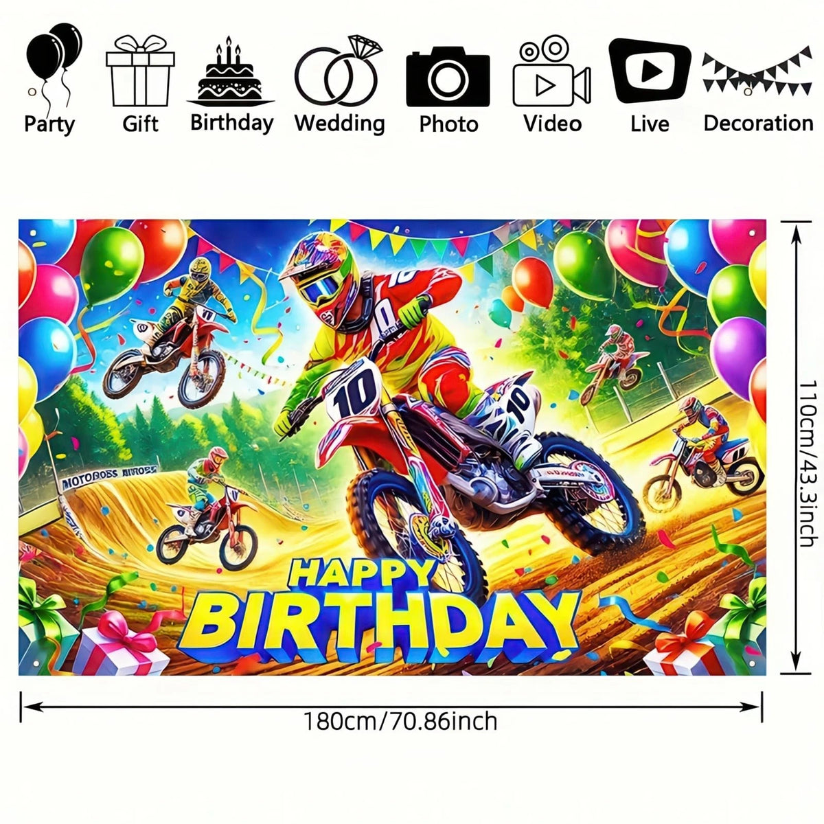 Motocross Racing Birthday Banner for Motorcycle