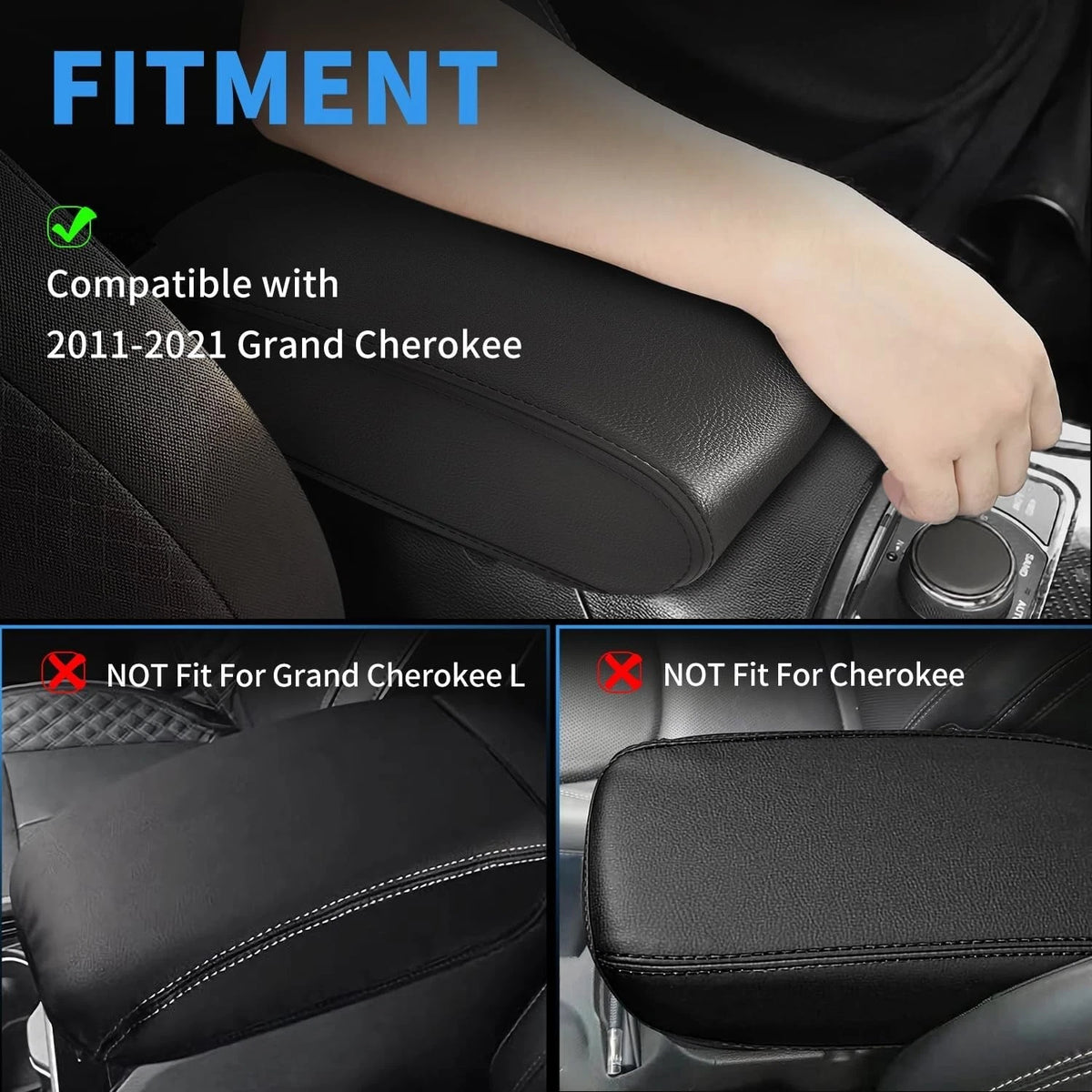 Leather Center Console Cover for Jeep Grand Cherokee (2011–2021)