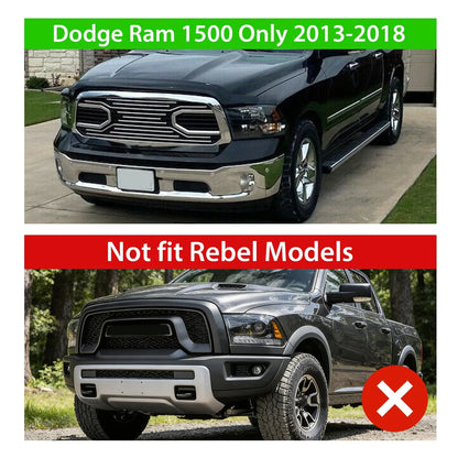 Chrome Front Bumper Grille for Dodge Ram 1500 (2013–2018) Big Horn Style