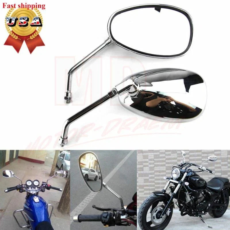 Long Stem Rear View Mirrors for Harley, Kawasaki, Suzuki, Aprilia, Honda