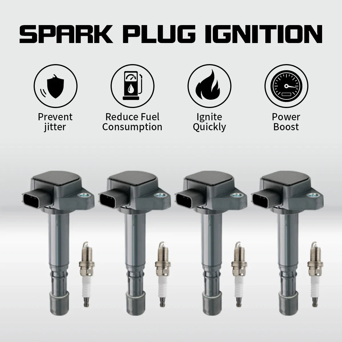 Set of 4 Ignition Coils & Spark Plugs for Acura EL/Honda Civic 1.7L (2001–2005) UF400