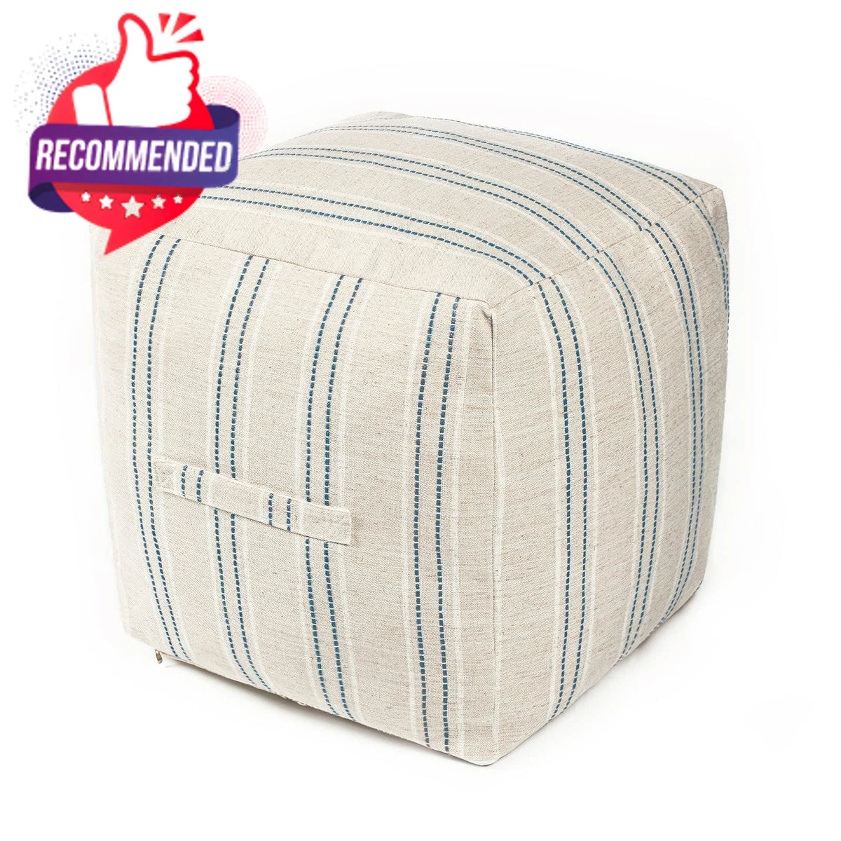 Unstuffed Pouf Cover for Living Room 18"D x 18"W x 18"H, Navy
