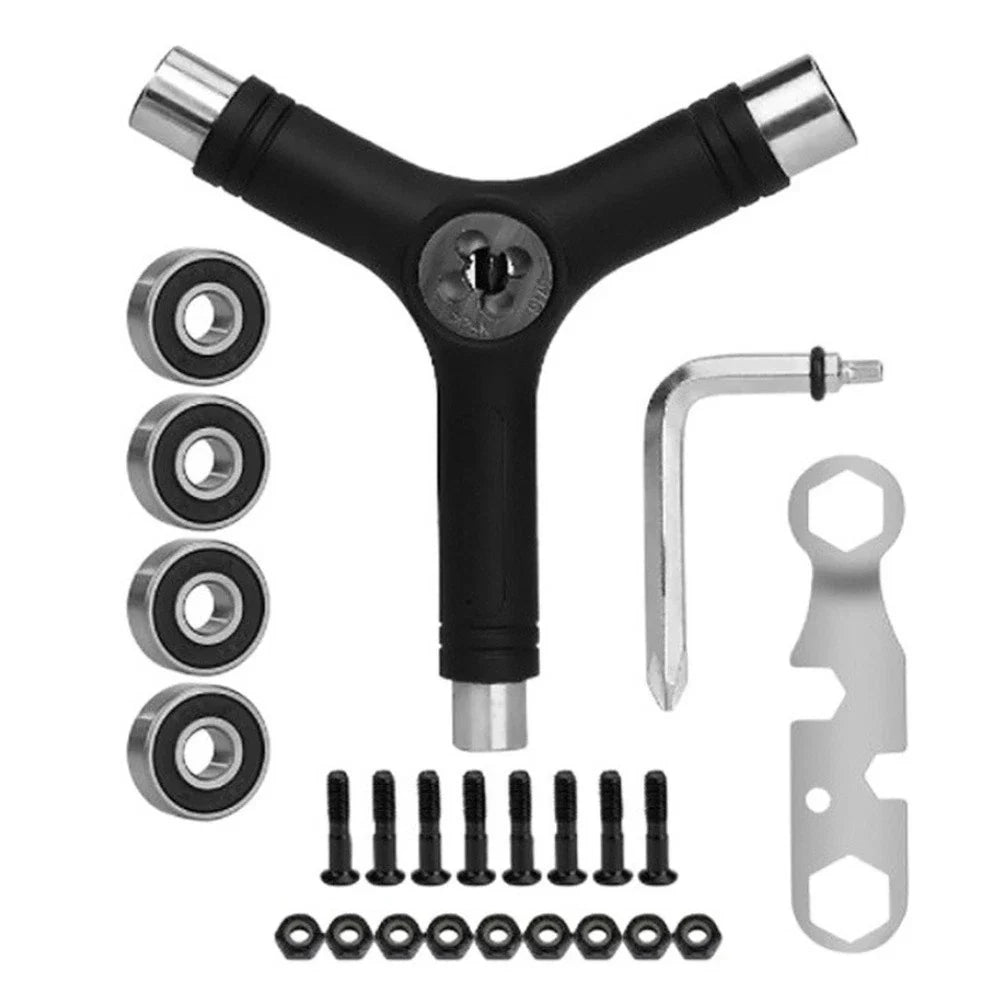 Y Shape Aluminum Skateboard Repair Tool with 4 Bearings for Longboard