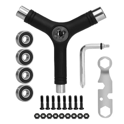 Y Shape Aluminum Skateboard Repair Tool with 4 Bearings for Longboard