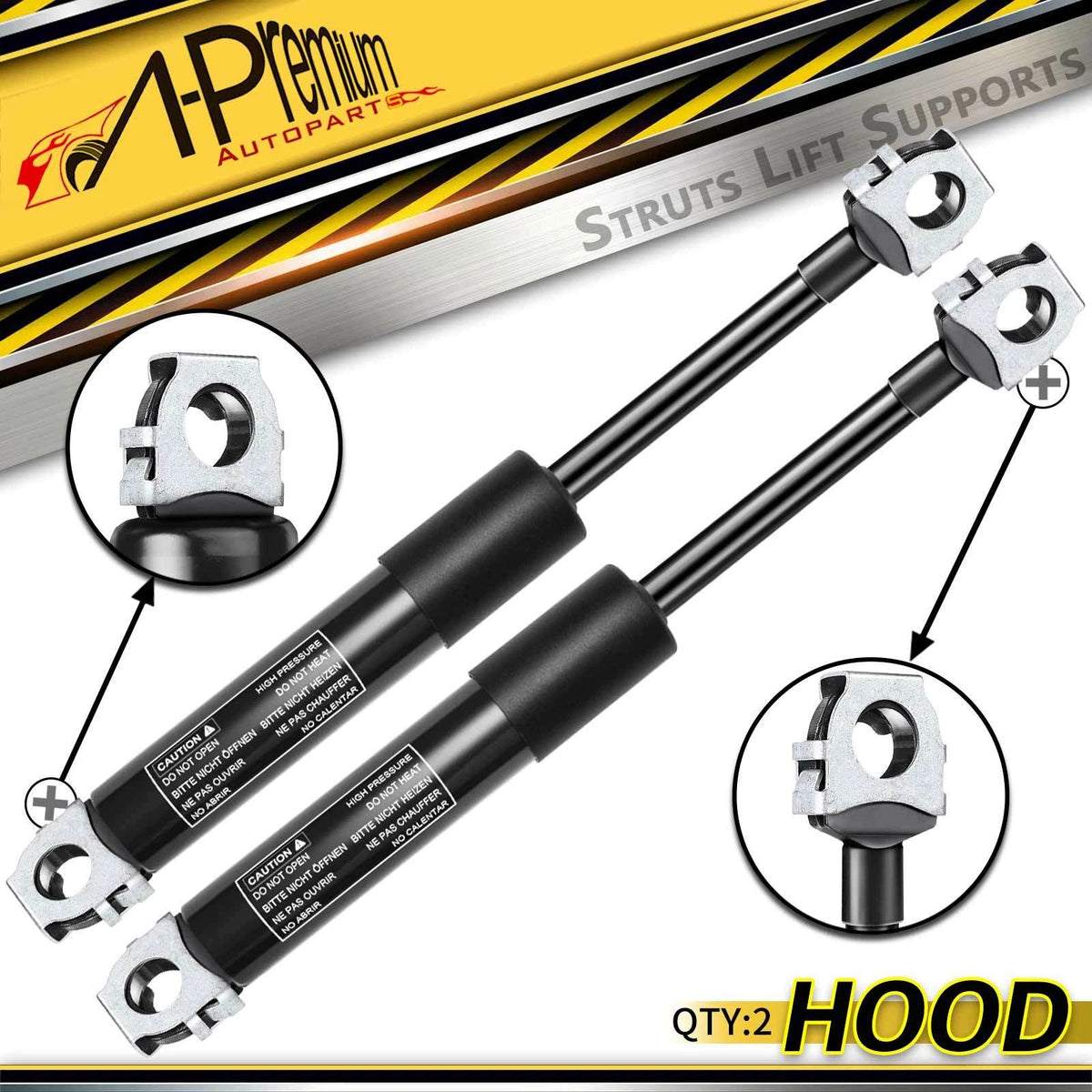 2X Front Hood Lift Support Struts for BMW 73iL 740i (1986–1994) 51231908465, 51 23 1 908 465