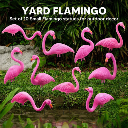 Set of 4 Mini Pink Flamingo Yard Garden Stakes Decorations