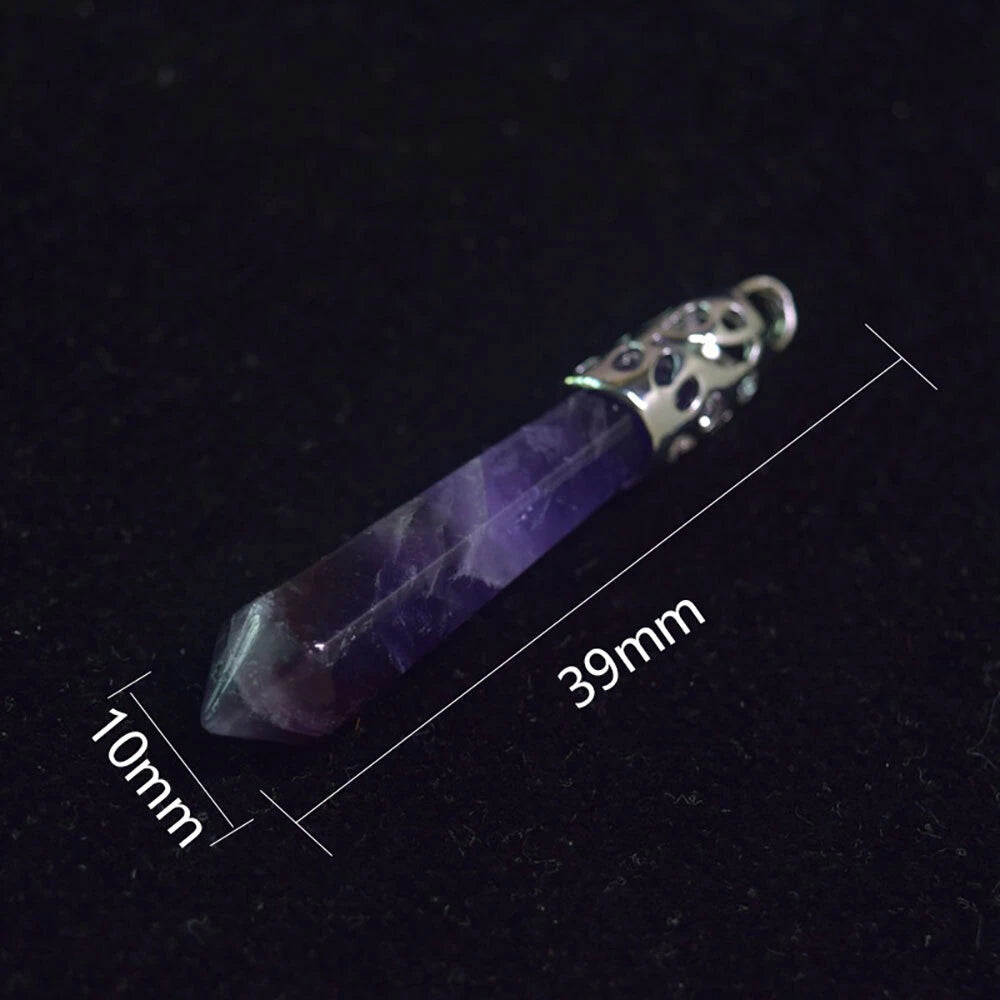 10Pcs Silver Plated Hexagonal Gemstone Reiki Chakra Charms