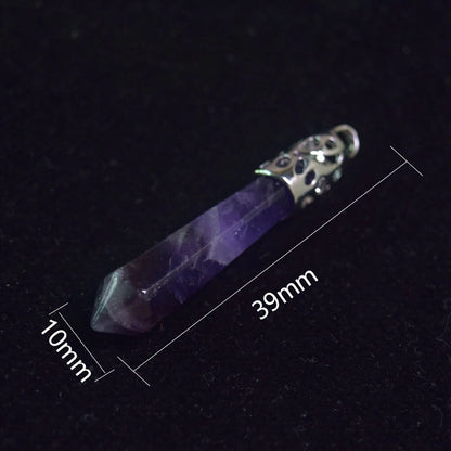 10Pcs Silver Plated Hexagonal Gemstone Reiki Chakra Charms