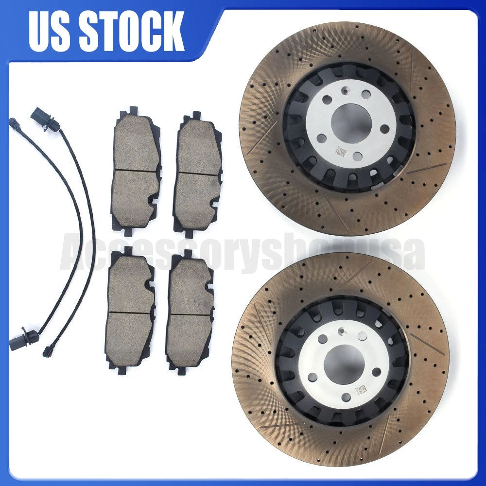 Set of 2 Front Vented Brake Disc Rotors & Pads for A6 A8 Q Q7 Q8 (2015–2023) 4M0615301AS, 100.3374.75, BD3649