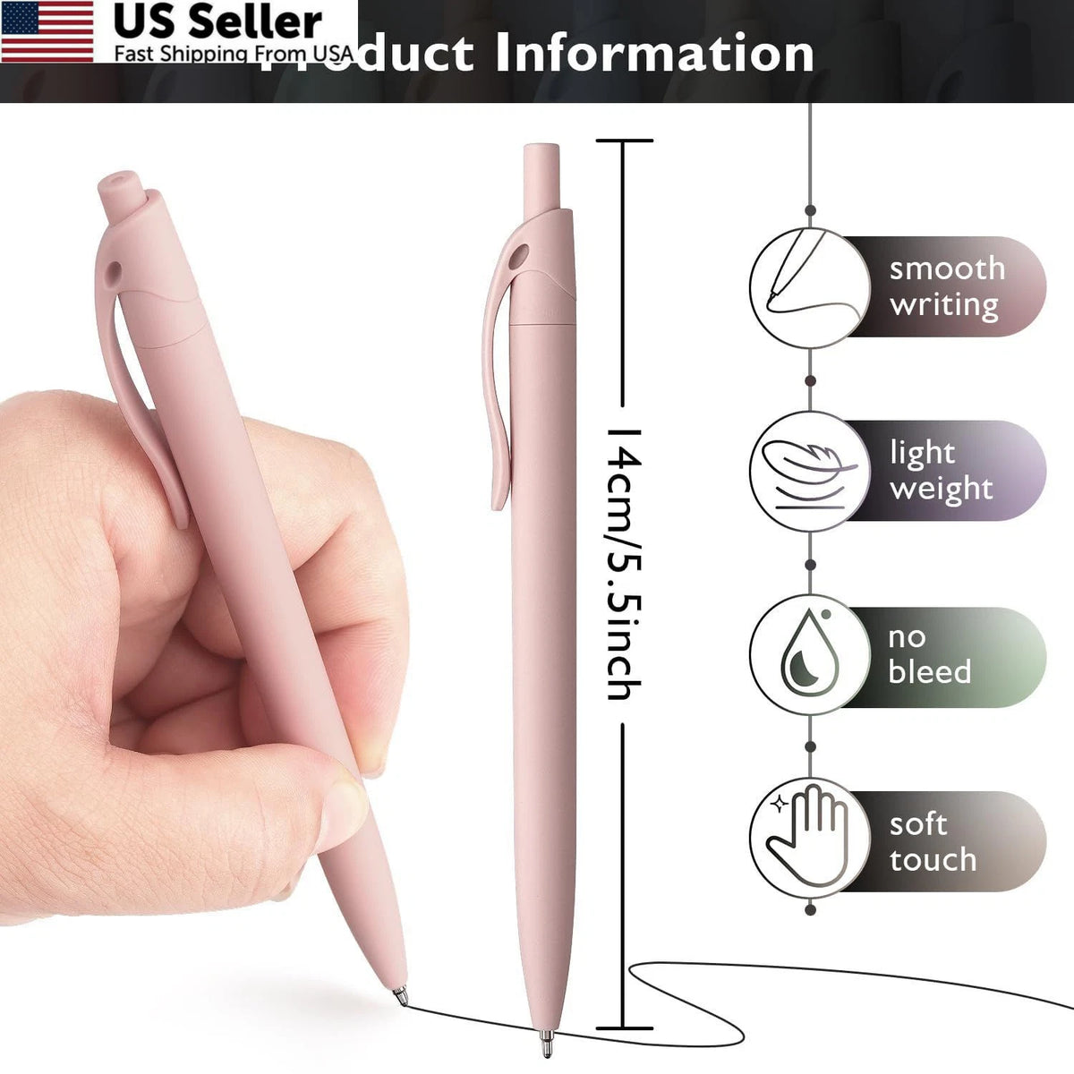 8-Pack Retractable Ballpoint Pens for Pastel Color Writing