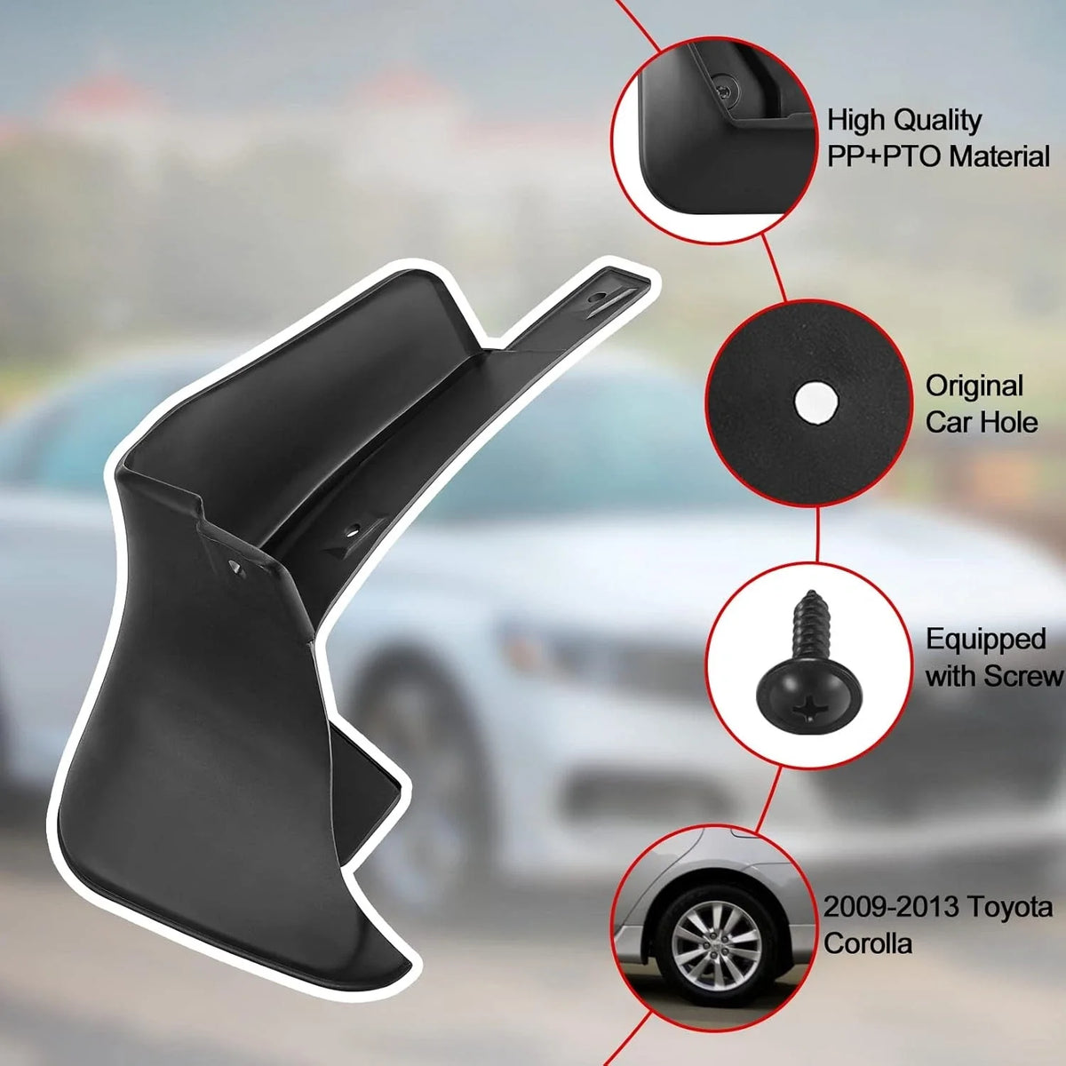 4PC Front & Rear Splash Guards for Toyota Corolla 2009–2013 (1.8L)