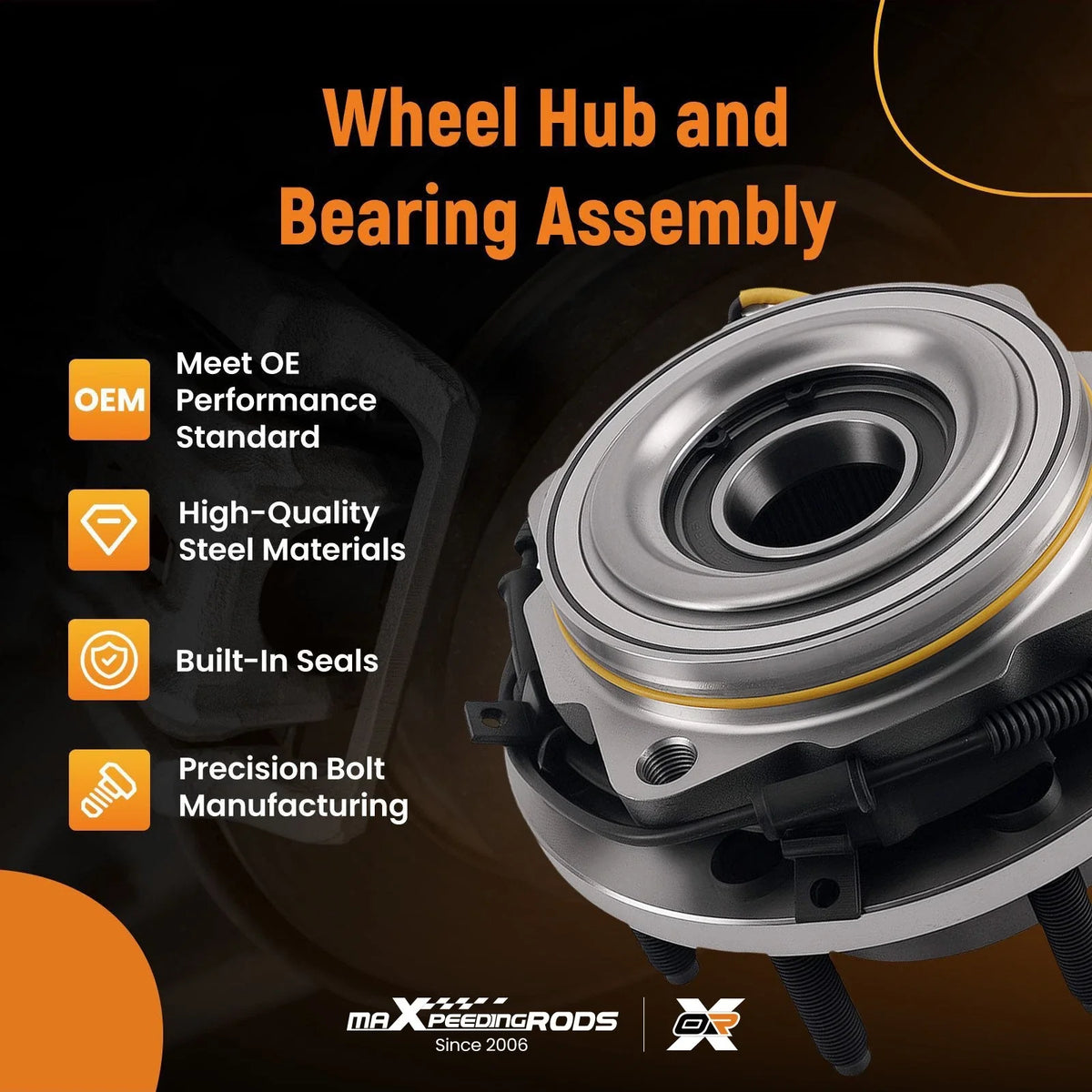 Set of 4 Front Bearing Hubs for Ford F-250/F-350 (2005–2010) WE515081 8 Lug ABS