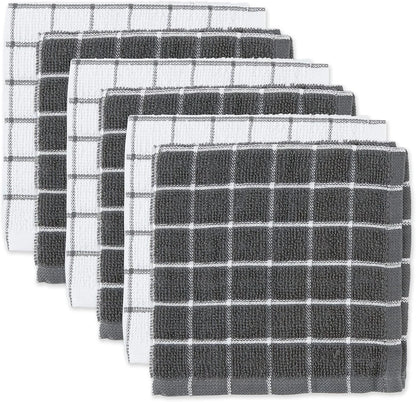 Set of 4 Dishcloths for Kitchen Use (12x12, Gray)