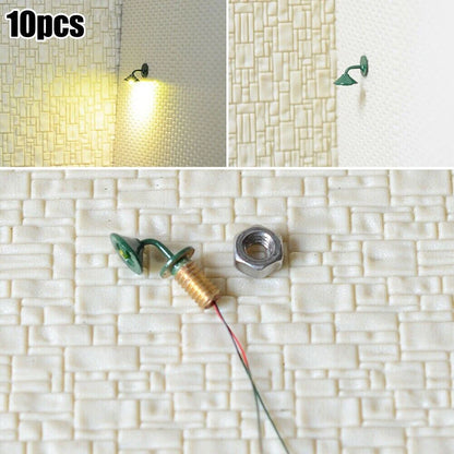 10Pcs LED Wall Lamp Posts for OO/HO Scale Models