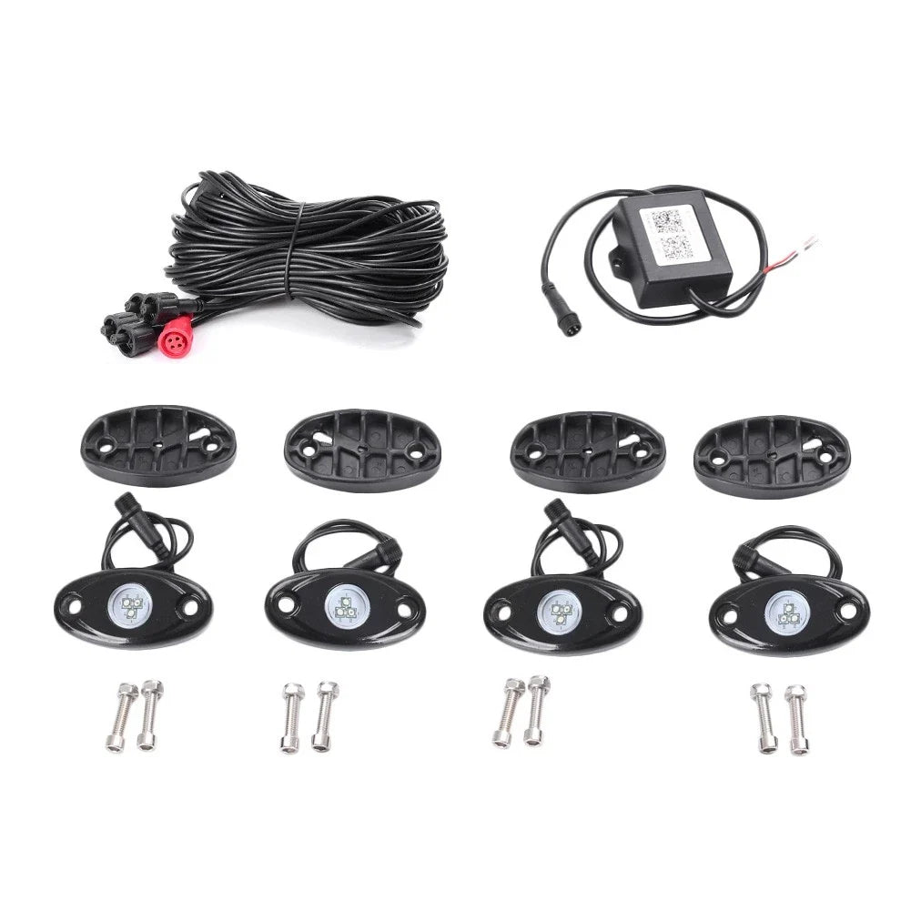 4X RGB LED Rock Lights for Offroad Vehicles (Wireless, Music Flashing)