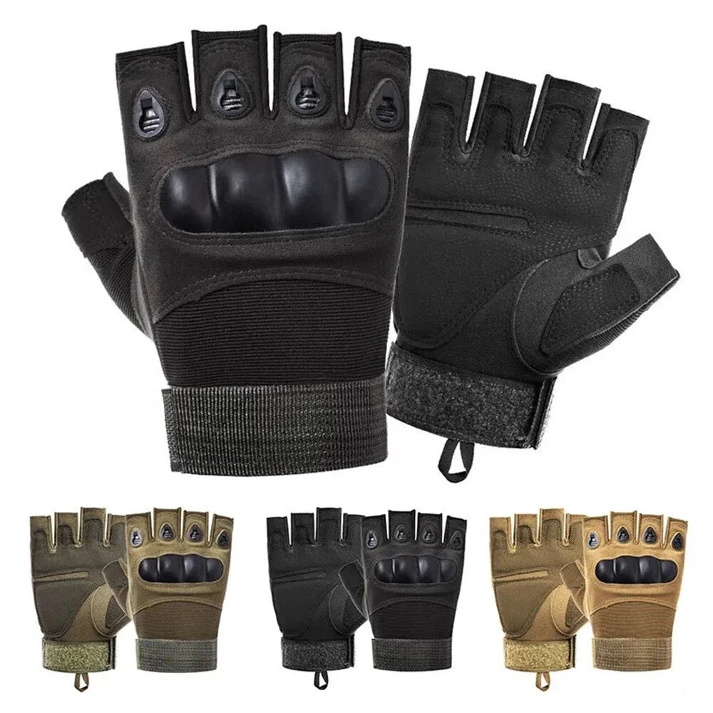 Tactical Fingerless Gloves with Knuckle Protection for Military Training