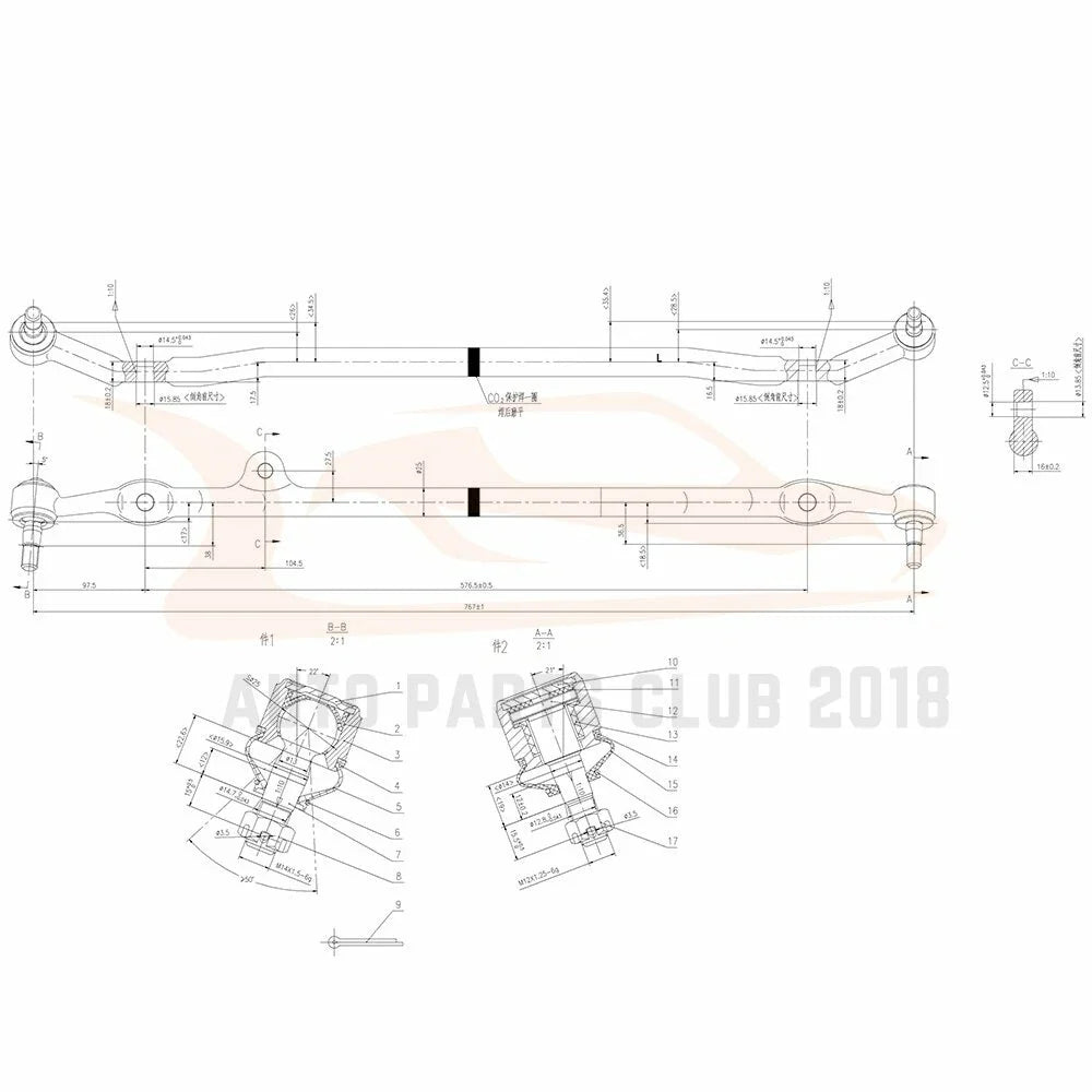 Set of 12 Suspension Front Tie Rod Ends for Toyota Pickup (1989–1995)