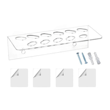 Acrylic Wall Mount Scissor Holder for Barber Tool Storage (11 Slots)