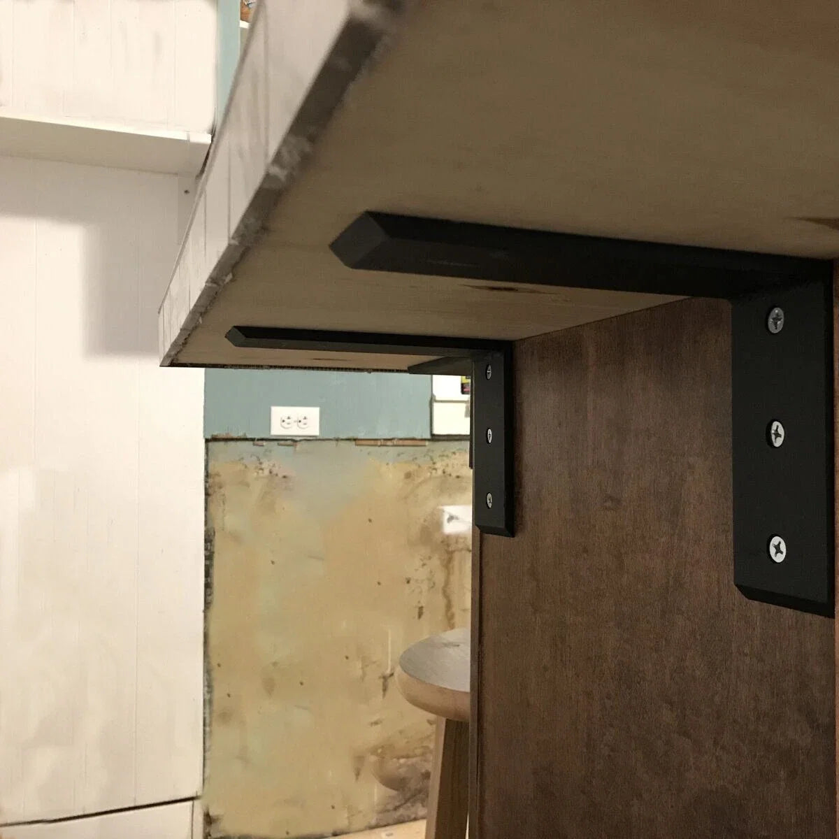 2 Heavy Duty Black Steel Countertop Support Brackets for Mantel Shelf (N/A)