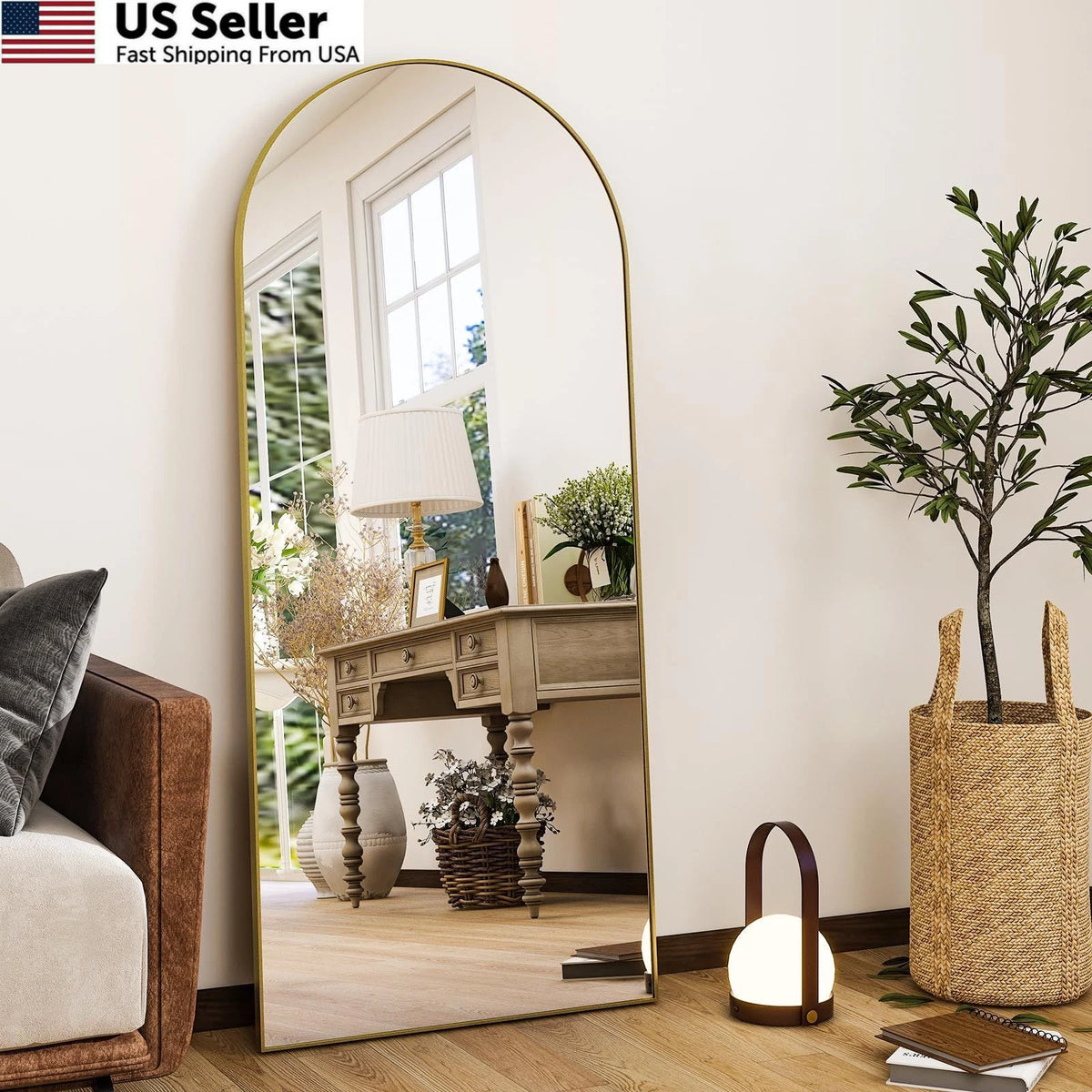 56"x21" Arch Floor Mirror for Home Decor (No Known Part Numbers)