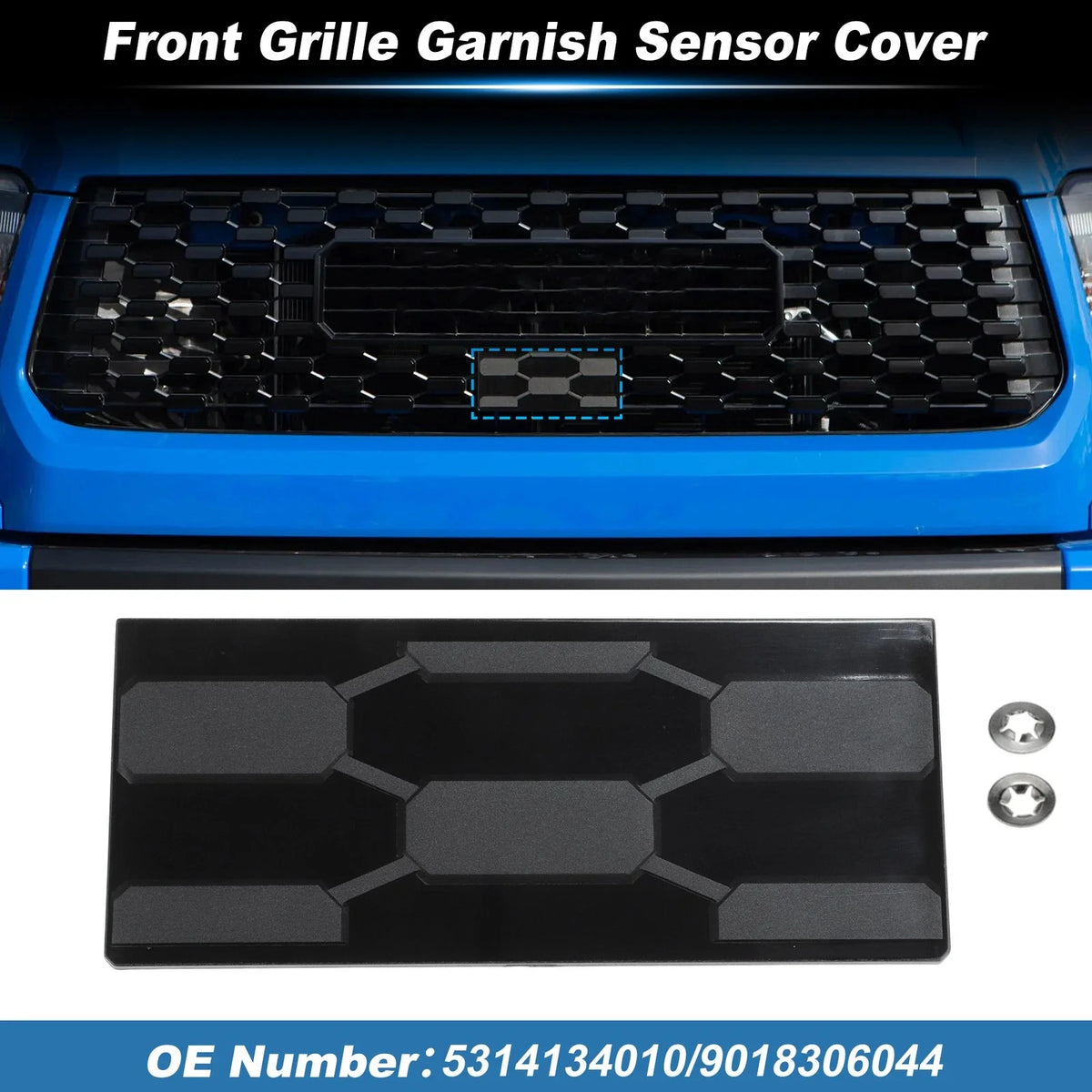 Front Grille Garnish Radar Sensor Cover for Toyota Tundra TRD PRO (2018–2021)
