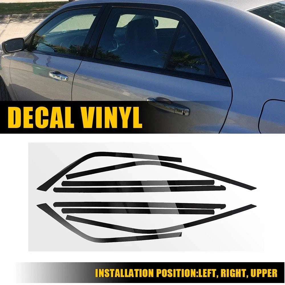 Wrap Black Exterior Pre-Cut Side Window Sticker for Chrysler 300 (2011–2023) 8Pcs