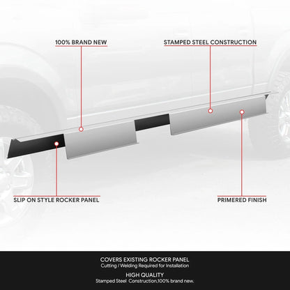 Set of 2 Primered Grey Slip On Rocker Panels for Ford F-150 (2009–2014)