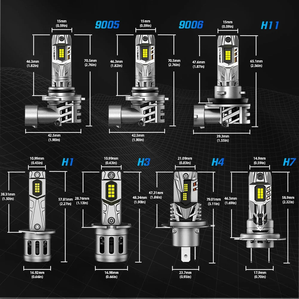 2X LED Headlight Bulbs H4 H7 H8 H11 H13 9004 9005 9006 9007 6500K High Low Beam