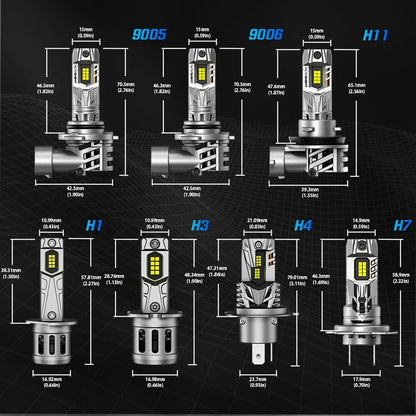 2X LED Headlight Bulbs H4 H7 H8 H11 H13 9004 9005 9006 9007 6500K High Low Beam