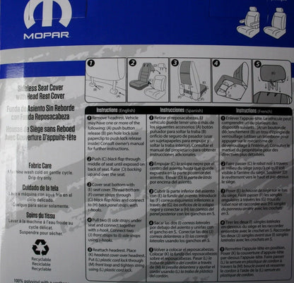 Mopar Sideless Embroidered Seat Cover for Chrysler Ram (2010–2023)