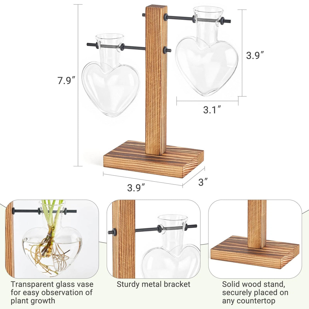Propagation Station for Mkono Heart Shaped 2 Bulb Vase