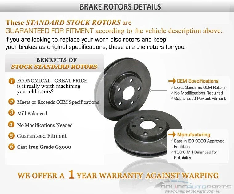 2 x Front Disc Brake Rotors Pair for Hiace RZH103 RZH113 RZH125 (1989–1998)