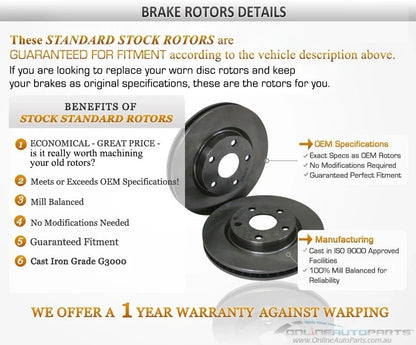 2 x Front Disc Brake Rotors Pair for Hiace RZH103 RZH113 RZH125 (1989–1998)