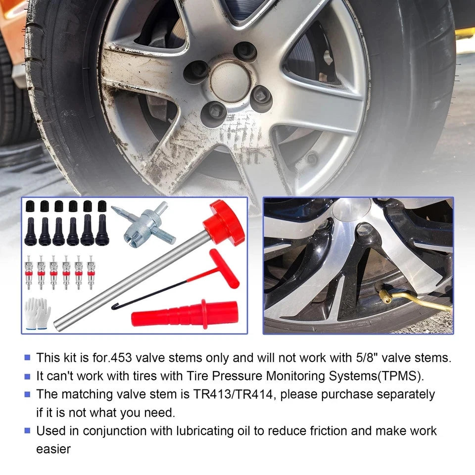 Quick Change Tire Valve Tool Kit for Universal Use