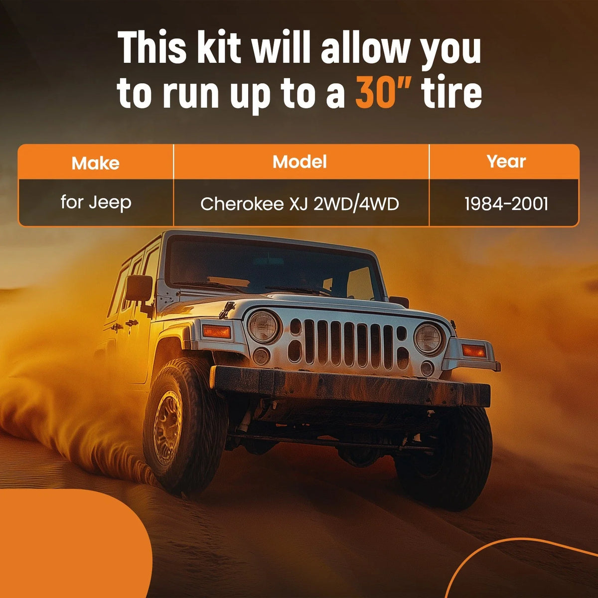 3'' Front 2'' Rear Level Lift Kit Shackles for Jeep Cherokee XJ (1984–2001)